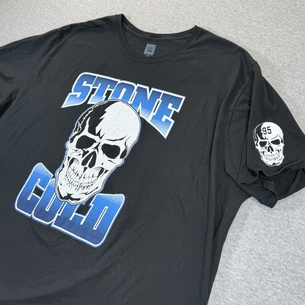 WWE Stone Cold Steve Austin Stomping Mud Holes Shirt Mens 4XL Black Skull Tee